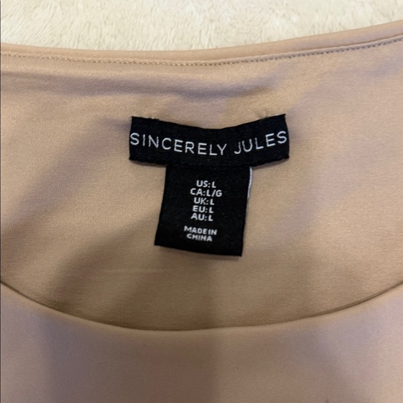 Sincerely Jules Tan Sleeveless Bodysuit L - Picture 2 of 4